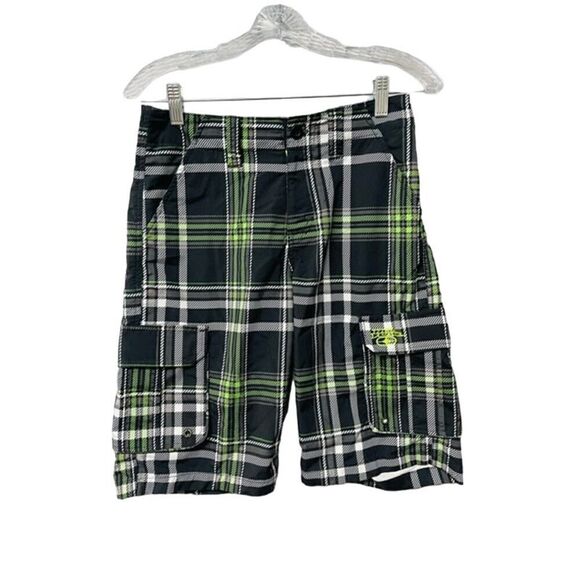 VINTAGE 2010's NO FEAR Board Shorts Swim Trunks Neon Green Black Size 14 - Picture 1 of 5